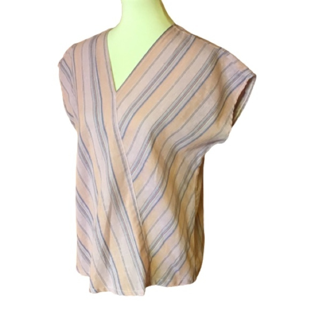Vintage 80s caribou striped gauze top
